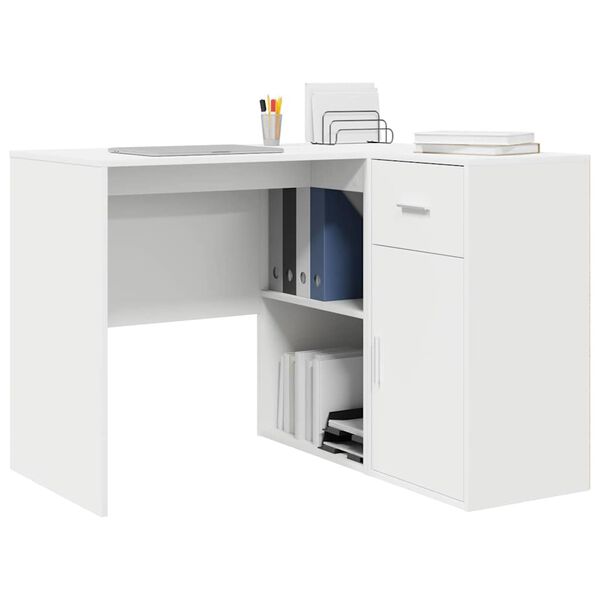 vidaXL Bureau d'angle avec tiroir Blanc 102 x 88 x 75 cm
