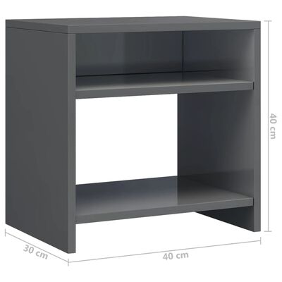 vidaXL Table de chevet gris brillant 40x30x40 cm bois d'ingénierie