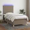 vidaXL Sommier &agrave; lattes de lit et matelas et LED Taupe 80x200 cm Tissu