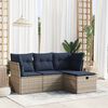 vidaXL Salon de jardin 4 pcs avec coussins gris r&eacute;sine tress&eacute;e
