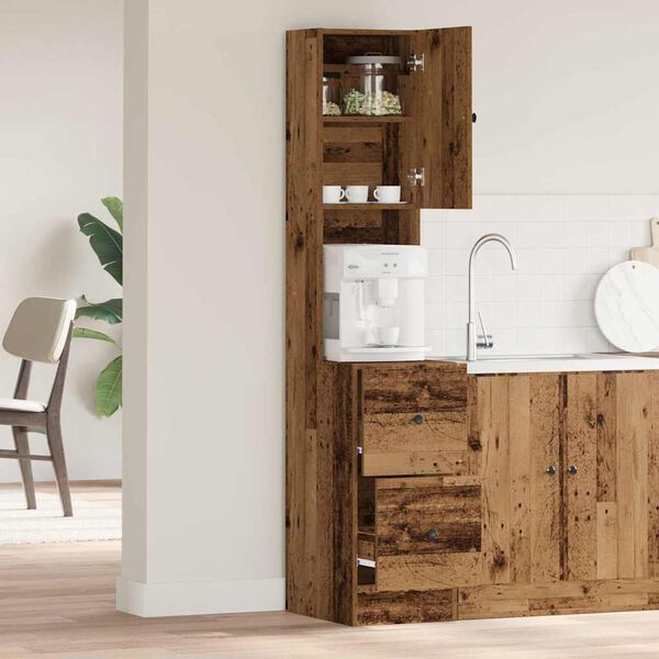 vidaXL Buffet de cuisine avec tiroir Bois ancien 32 x 50 x 180 cm