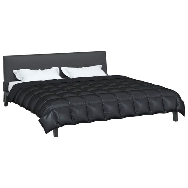vidaXL Duvet d'hiver Noir 240 x 200 cm Satin et Microfibre