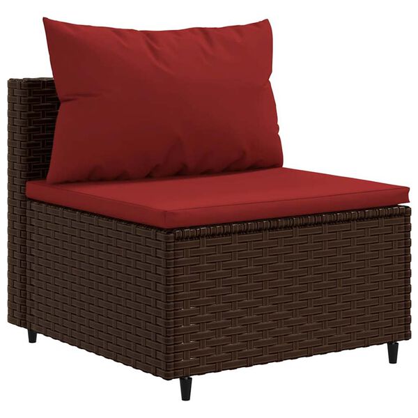 vidaXL Salon de jardin avec coussins 6 pcs marron résine tressée