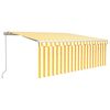 vidaXL Auvent manuel r&eacute;tractable avec store et LED 4x3m Jaune et blanc