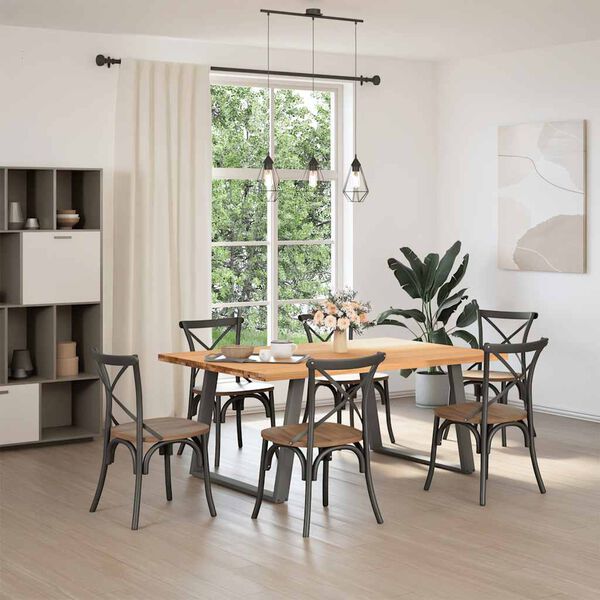 vidaXL Table à manger marron clair bois de chêne massif rectangulaire