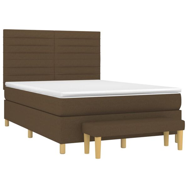 vidaXL Sommier &agrave; lattes de lit avec matelas Marron fonc&eacute; 140x200 cm
