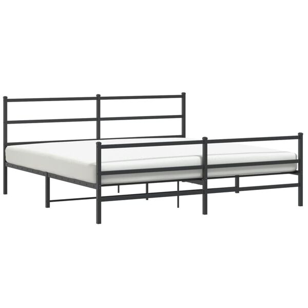 vidaXL Cadre de lit m&eacute;tal sans matelas avec pied de lit noir 200x200cm