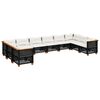 vidaXL Salon de jardin 10 pcs avec coussins noir r&eacute;sine tress&eacute;e