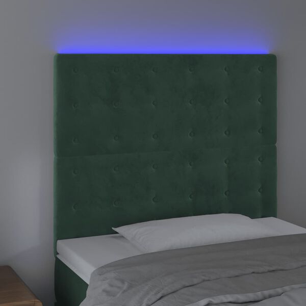 vidaXL T&ecirc;te de lit &agrave; LED Vert fonc&eacute; 100x5x118/128 cm Velours