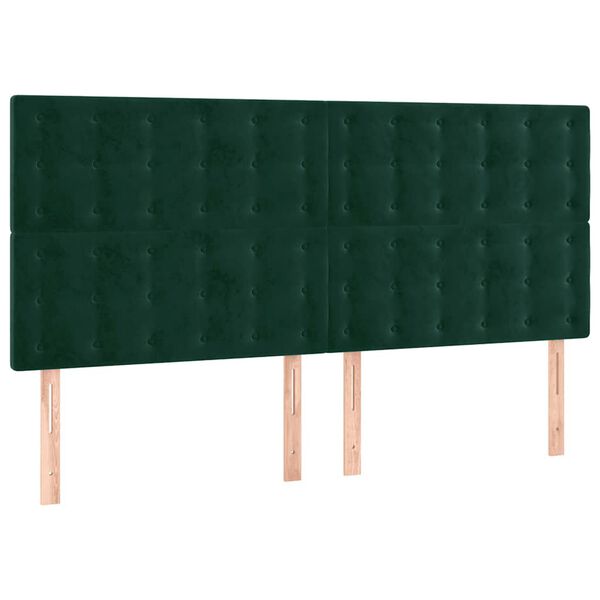 vidaXL T&ecirc;te de lit &agrave; LED Vert fonc&eacute; 180x5x118/128 cm Velours