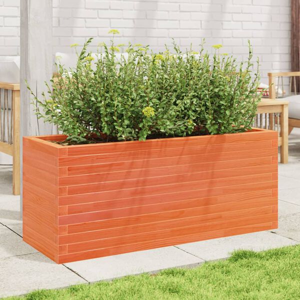 vidaXL Jardinière cire marron 110x40x45,5 cm bois de pin massif