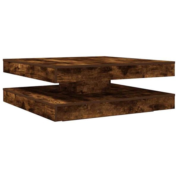 vidaXL Table basse rotative &agrave; 360 degr&eacute;s ch&ecirc;ne fum&eacute; 90x90x34,5 cm
