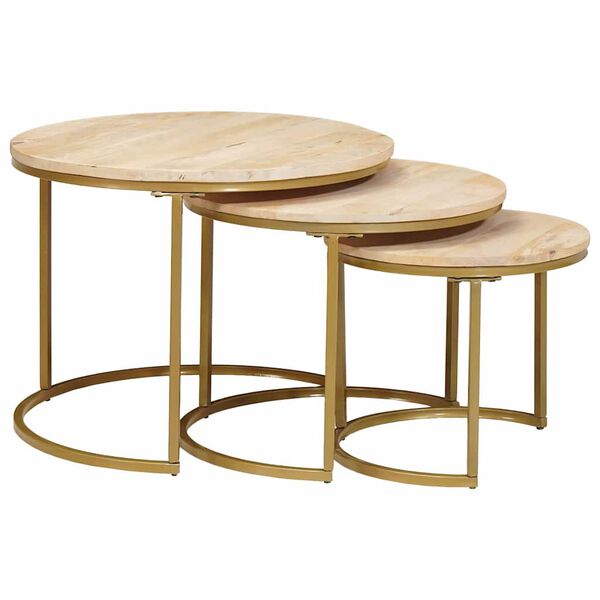 vidaXL Tables basses gigognes 3 pcs Bois de mangue massif et acier