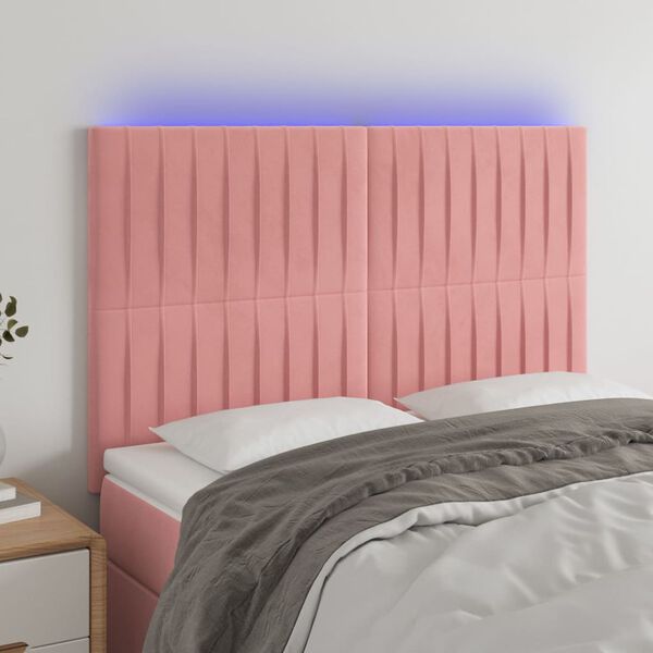 vidaXL T&ecirc;te de lit &agrave; LED Rose 144x5x118/128 cm Velours