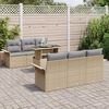 vidaXL Ensemble de canap&eacute; de jardin 7 pcs Beige Poly Rattan
