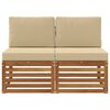 vidaXL 2 Pi&egrave;ce Sofa de milieu ext&eacute;rieur Bois d'Acacia Massif Naturel