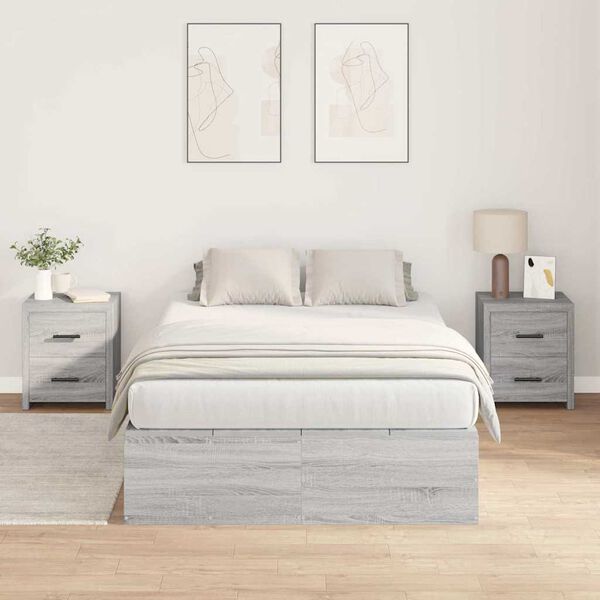 vidaXL Cadre de lit avec rangement Gris Sonoma 120 x 190 cm