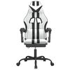 vidaXL Chaise de jeu avec repose-pied Blanc et noir Similicuir