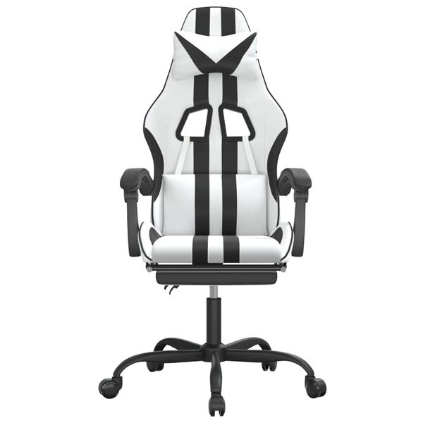 vidaXL Chaise de jeu avec repose-pied Blanc et noir Similicuir