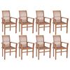 vidaXL Chaises empilables &agrave; manger lot de 8 bois de teck solide
