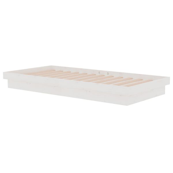 vidaXL Cadre de lit sans matelas blanc bois massif