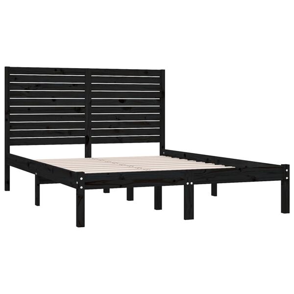 vidaXL Cadre de lit sans matelas noir 150x200 cm bois massif