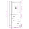 vidaXL Buffet haut Chêne fumé 69,5x34x180 cm Bois d'ingénierie