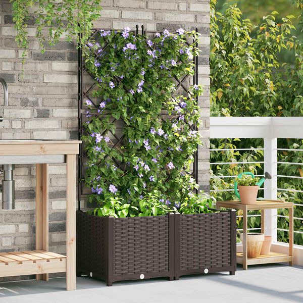 vidaXL Cache-pot de jardin 2 pcs Marron 80 x 40 x 143 cm Plastique