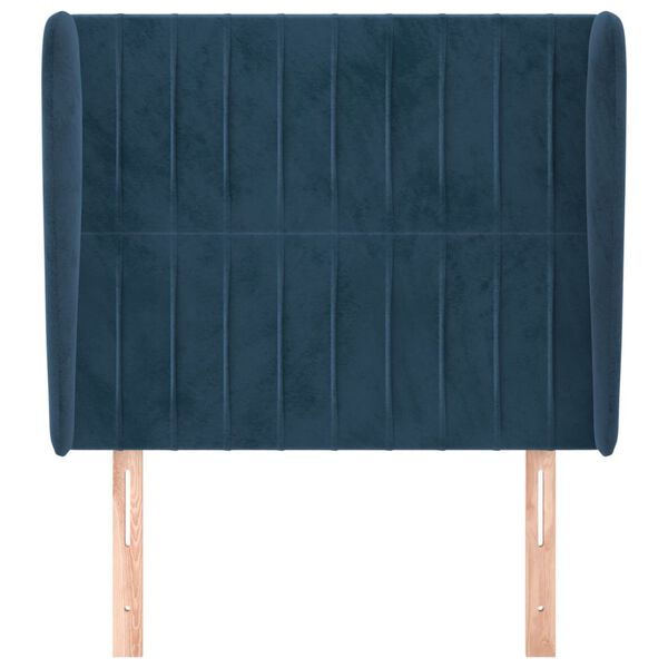 vidaXL T&ecirc;te de lit avec oreilles Bleu fonc&eacute; 103x23x118/128 cm Velours