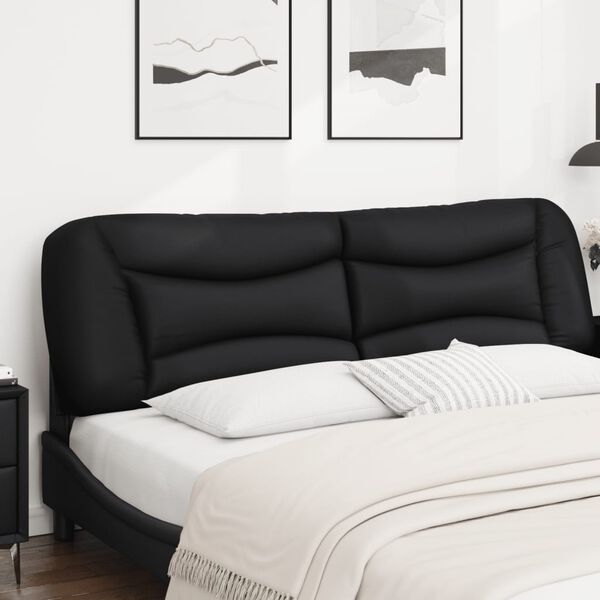 vidaXL Coussin de t&ecirc;te de lit Hvar noir 180 cm similicuir