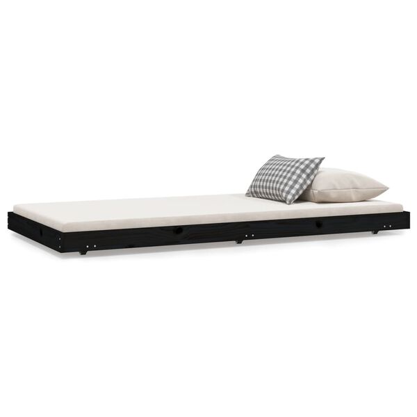 vidaXL Cadre de lit sans matelas noir 75x190 cm bois de pin massif
