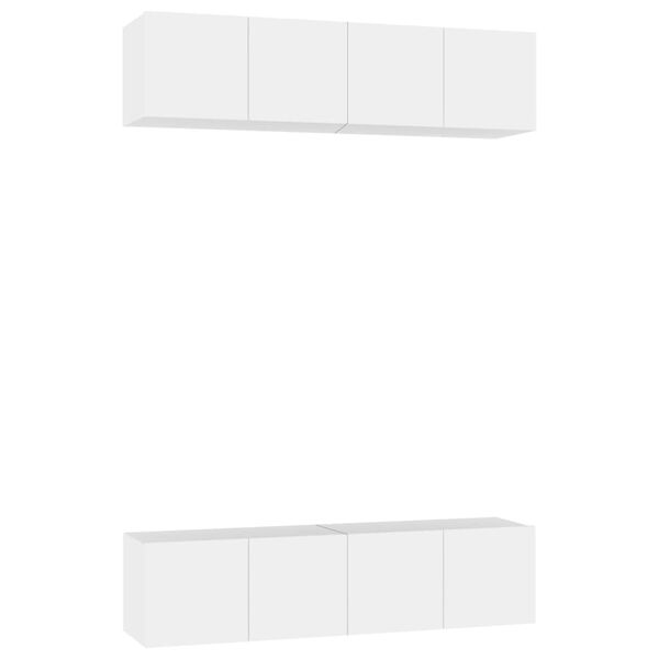 vidaXL Meubles TV 4 pcs Blanc 60x30x30 cm Agglom&eacute;r&eacute;