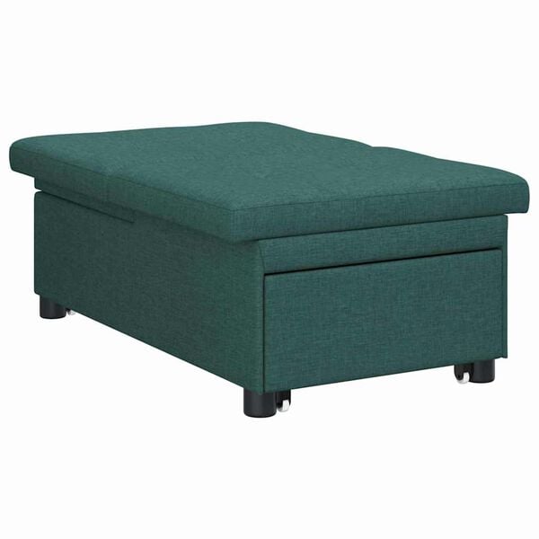 vidaXL Canap&eacute;-lit escamotable Vert fonc&eacute; 194 x 50 x 82 cm tissu