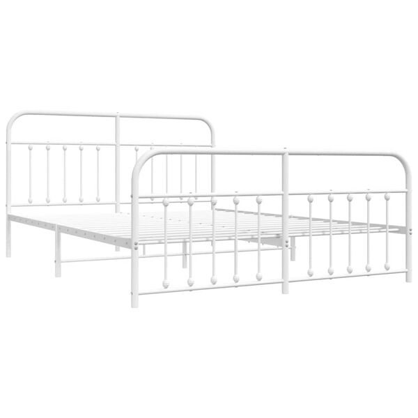 vidaXL Cadre de lit m&eacute;tal sans matelas et pied de lit blanc 180x200 cm