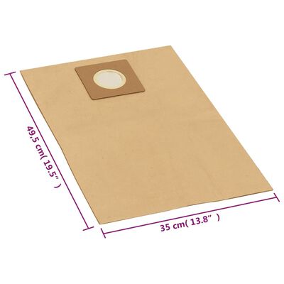 vidaXL Sacs en papier pour aspirateur sec et humide 10 pcs Marron