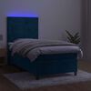 vidaXL Sommier &agrave; lattes de lit et matelas et LED Bleu fonc&eacute; 80x200 cm