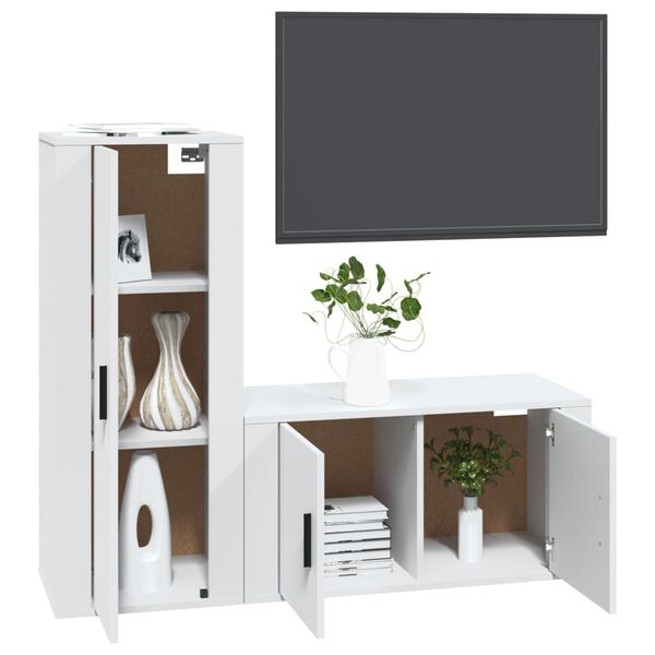 vidaXL Ensemble de meubles TV 2 pcs Blanc Bois d'ingénierie