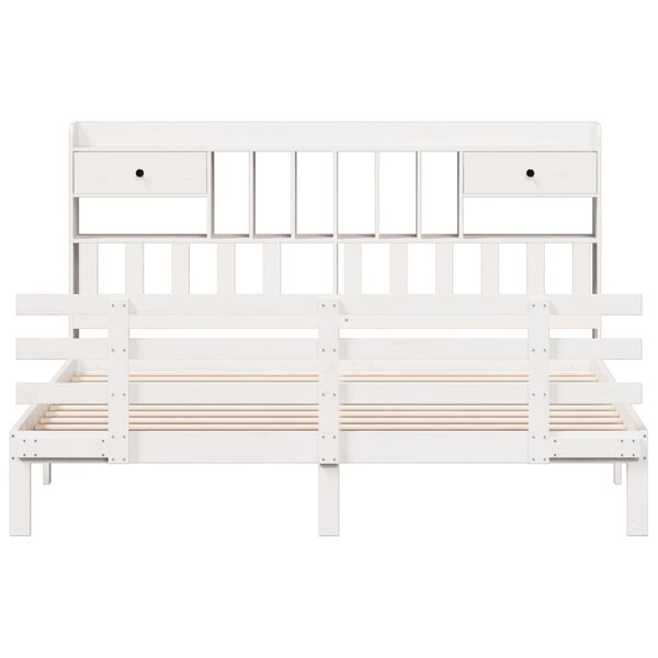 vidaXL Lit bibliothèque sans matelas blanc 180x200 cm bois pin massif