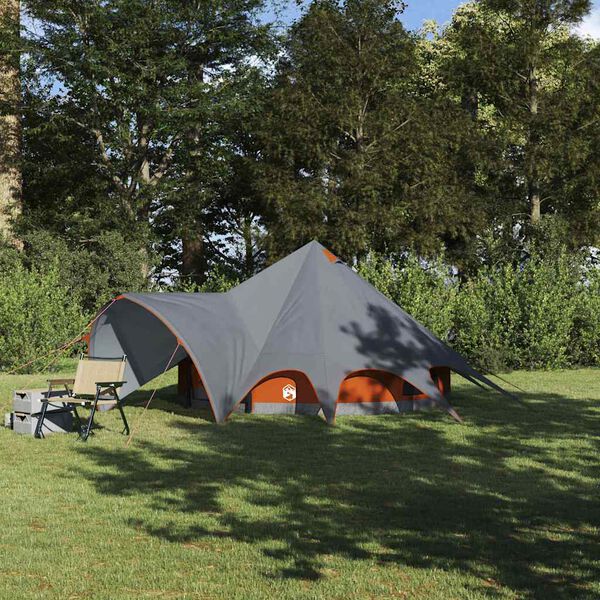vidaXL Tente tipi avec toit Gris et orange 600 x 600 x 347 cm