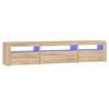 vidaXL Meuble TV avec lumi&egrave;res LED Ch&ecirc;ne sonoma 195x35x40 cm