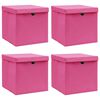 vidaXL Bo&icirc;tes de rangement avec couvercles 4 pcs Rose 32x32x32cm Tissu