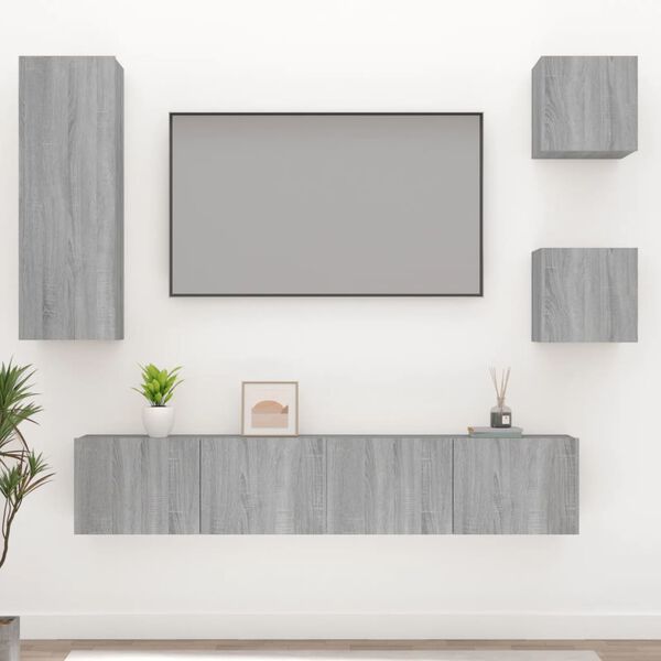 vidaXL Ensemble de meubles TV 5 pcs Sonoma gris Bois d'ing&eacute;nierie