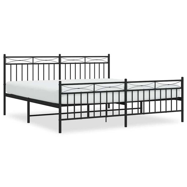 vidaXL Cadre de lit métal sans matelas avec pied de lit noir 183x213cm