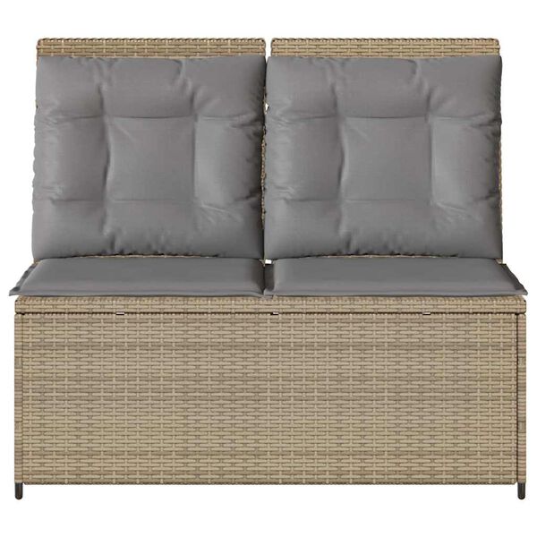 vidaXL Banc inclinable de jardin avec coussins beige r&eacute;sine tress&eacute;e