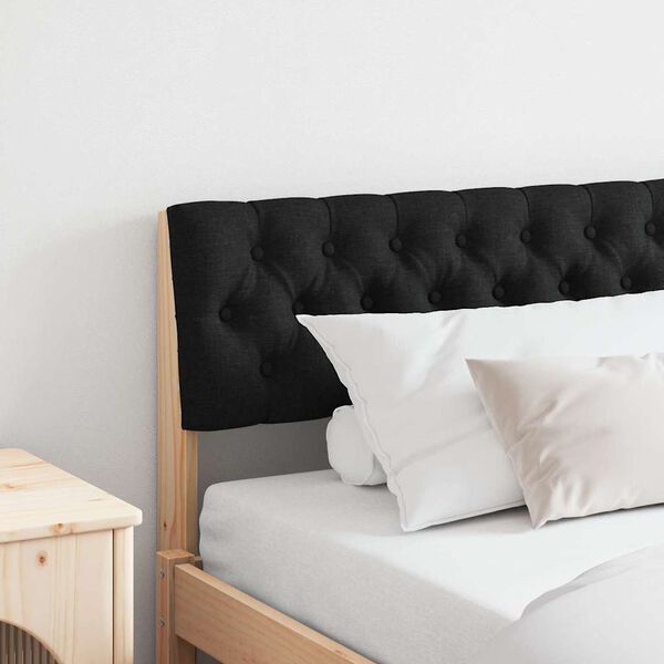 vidaXL T&ecirc;te de lit capitonn&eacute;e Noir 180 cm Pin massif