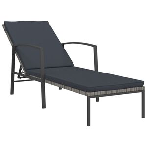 vidaXL Chaise longue de jardin avec coussin R&eacute;sine tress&eacute;e Gris