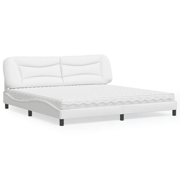 vidaXL Lit avec matelas Hvar blanc 200x200 cm similicuir
