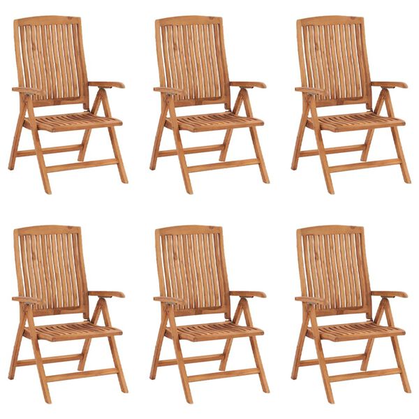 vidaXL Chaises inclinables de jardin et coussins lot de 6 Teck solide