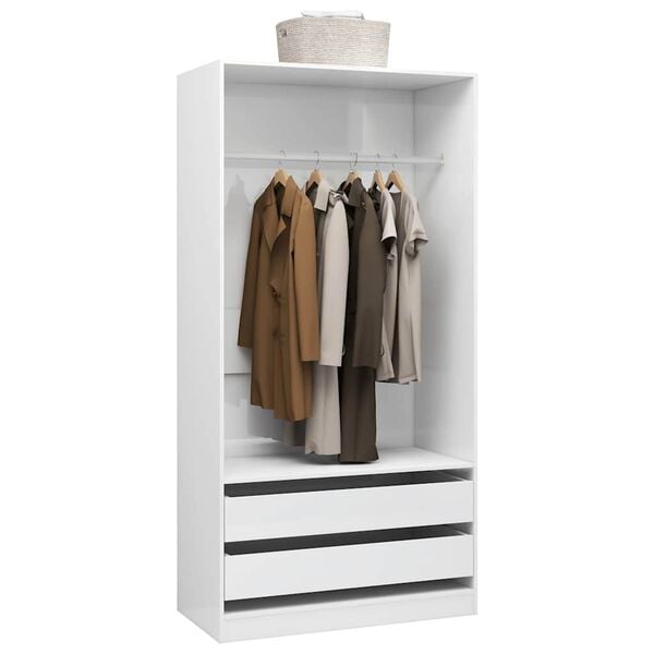 vidaXL Garde-robe Blanc brillant 100x50x200 cm Bois d'ing&eacute;nierie