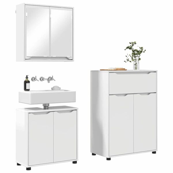 vidaXL Ensemble de mobilier de salle de bain 3 pcs Blanc brillant